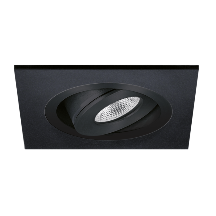 Spot LED encastrable Alba extra plat carré 3W 2700K noir IP65 dimmable  orientable