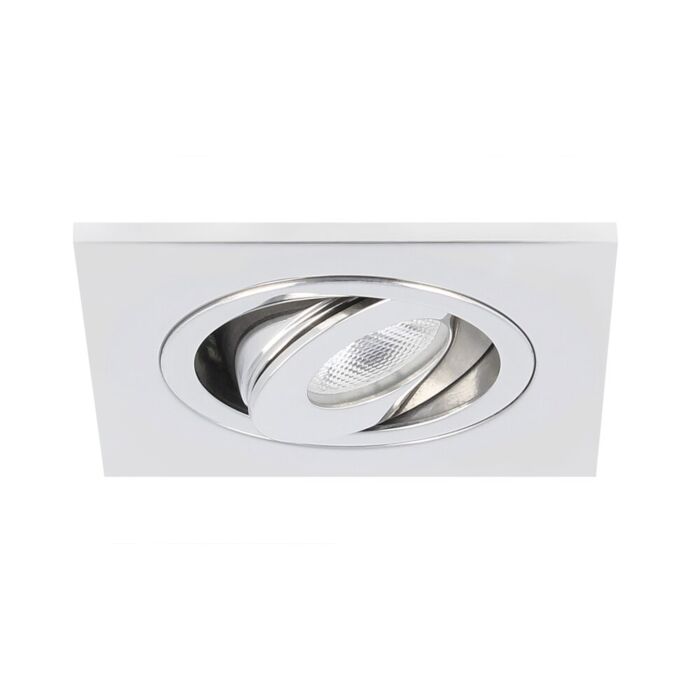 Spot LED encastrable Alba extra plat carré 3W 2700K inox IP65 dimmable orientable