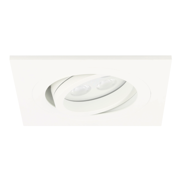 Spot LED encastrable Lecco carré 5W 2700K blanc IP65 dimmable orientable