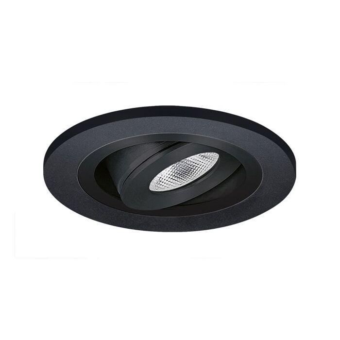 Spot LED encastrable Monza extra plat rond 3W 2700K noir IP65 dimmable