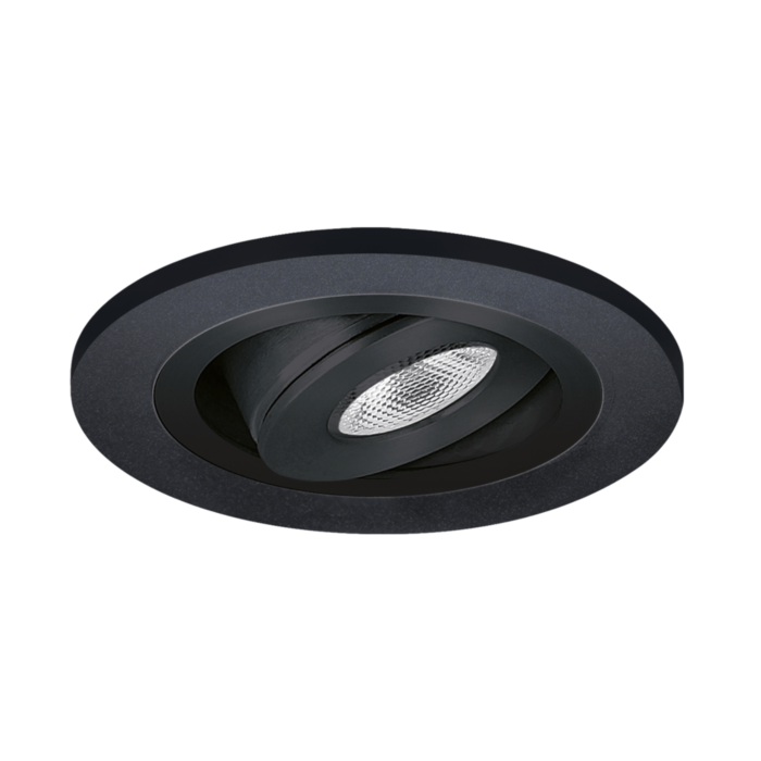 Spot LED encastrable Monza extra plat rond 3W 2700K noir IP65 dimmable orientable