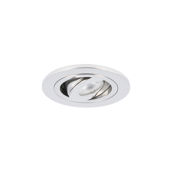 Spot LED encastrable Monza extra plat rond 3W 2700K inox IP65 dimmable orientable