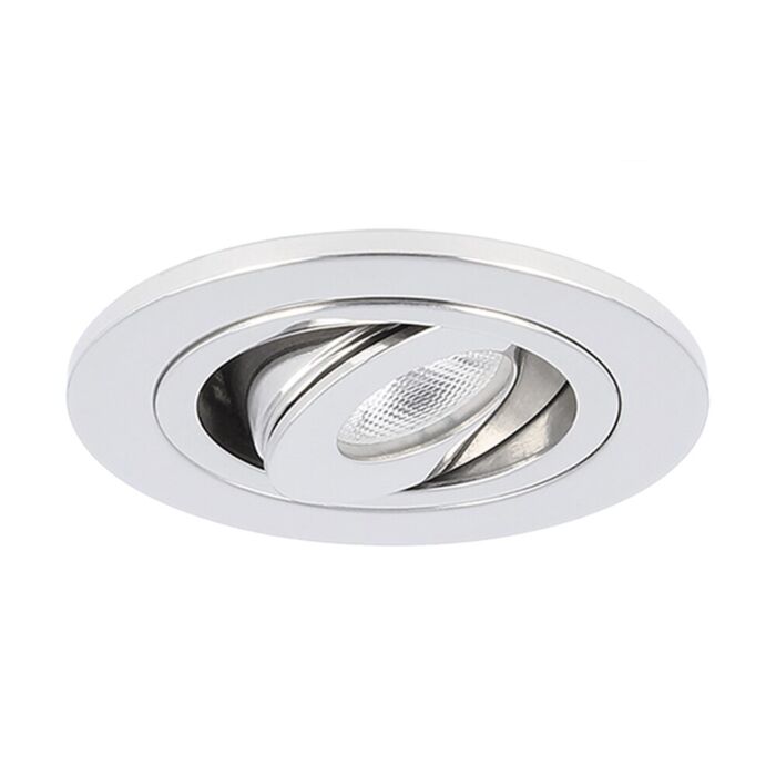 Spot LED encastrable Monza extra plat rond 3W 2700K inox IP65 dimmable orientable