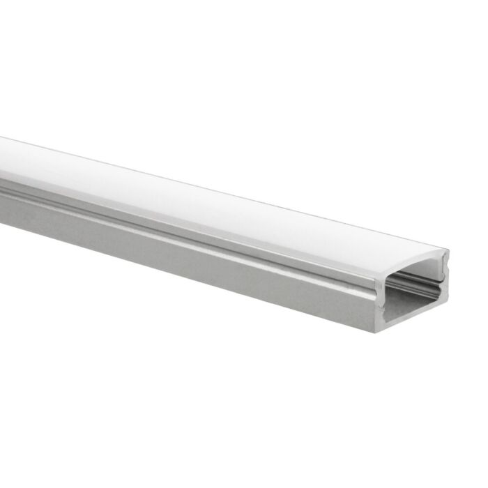 Profilé ruban LED Potenza aluminium plat 1m avec couvercle opaque