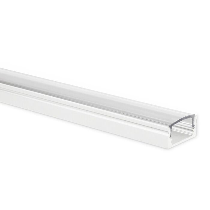 Profilé ruban LED Potenza blanc plat 1m avec couvercle transparent