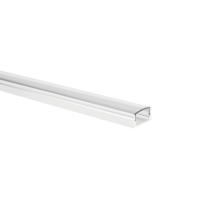 Profilé ruban LED Potenza blanc plat 1m avec couvercle transparent