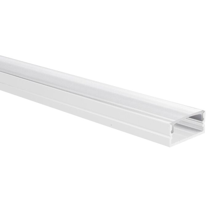 Profil LED aluminium blanc Senisa 1 mètre – 18x8 mm intérieur – avec couvercle transparent