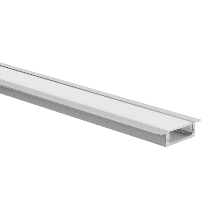 Profilé ruban LED Matera aluminium plat 1m avec couvercle opaque