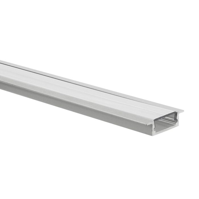 Profilé ruban LED Matera aluminium plat 1m avec couvercle transparent