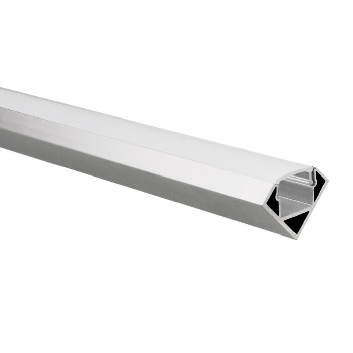 Profilé ruban LED Tarenta aluminium 45° – angle 1m avec couvercle transparent
