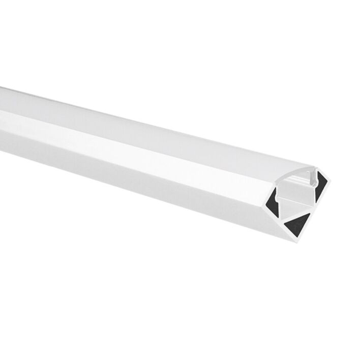 Profilé ruban LED Tarenta blanc 45° – angle 1m avec couvercle opaque