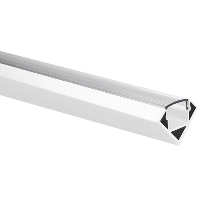 Profilé ruban LED Tarenta blanc 45° – angle 1m avec couvercle transparent