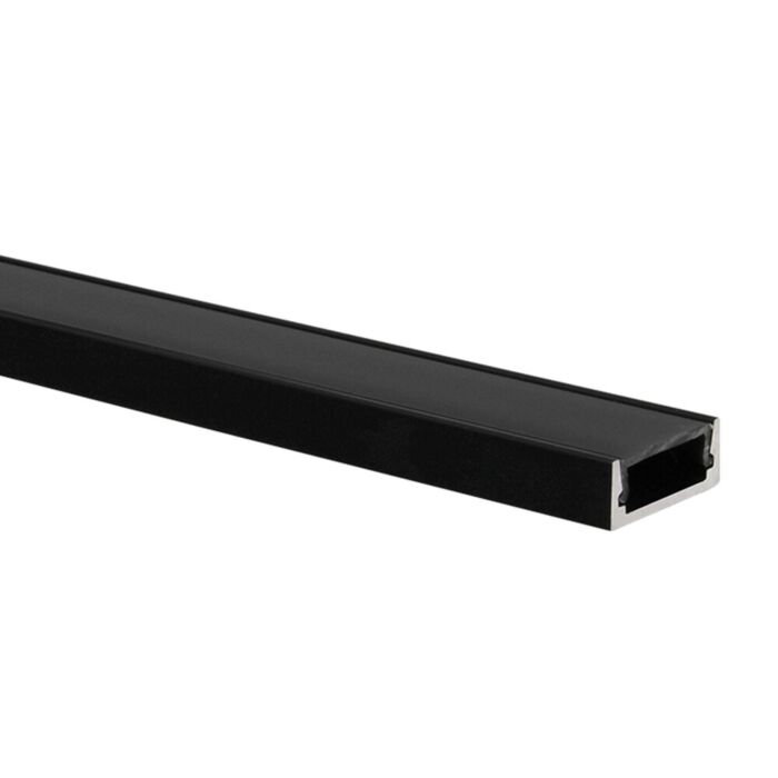 Profilé ruban LED Felita noir (RAL 9005) extra plat 1m avec couvercle noir