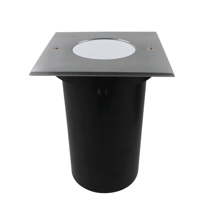 Spot au sol Alexis GU10 inox IP67 carré opaque verre