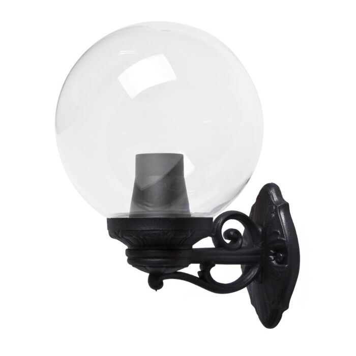 Applique murale G250 globe noir verre transparent E27 IP55