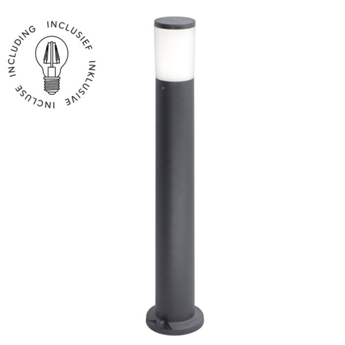 Borne d'éclairage extérieur Amelia 800 E27 rond noir IP55 ampoule incluse 6W 2700k