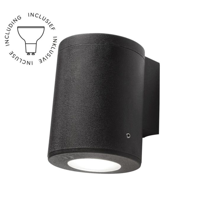 Applique murale Franca down noir IP55 verre opaque incluse GU10 3,5W 2700-4000K