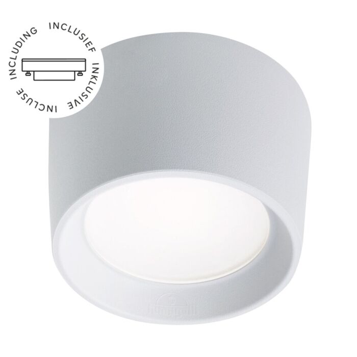 Spot en saillie Livia blanc rond IP55 verre opaque incluse GX53 3W 3000K/4000K/6500K