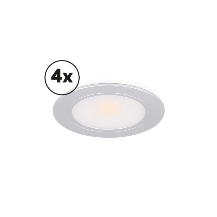 Éclairage meuble Ensemble complet Novello encastrable et saillie 4 x 3W 2700K aluminium dimmable 12V DC