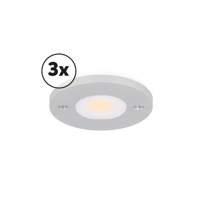 Éclairage meuble Ensemble complet Livo saillie 3 x 3W 2700K aluminium dimmable 12V DC