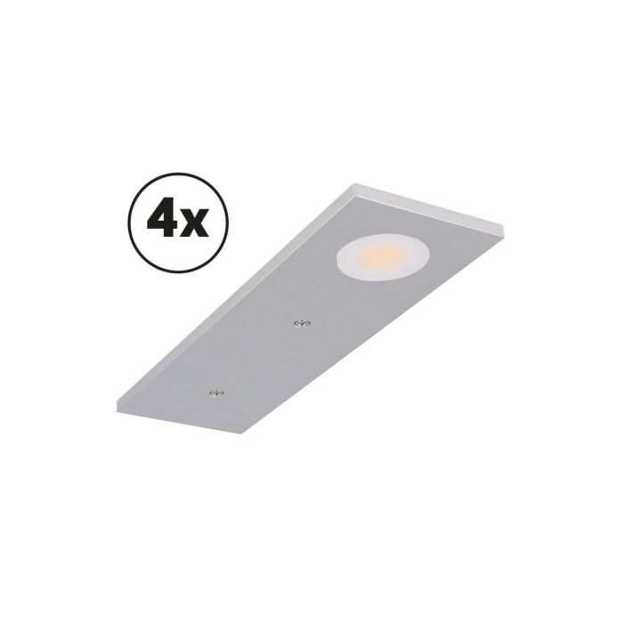 Éclairage meuble Ensemble complet Somano saillie 4 x 3W 2700K aluminium dimmable 12V DC