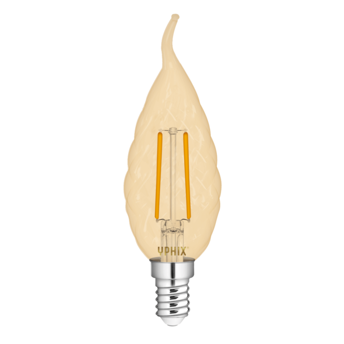 Ampoule LED fillament E14 flamme Polaris BA35 ambré 2,5W 2200K