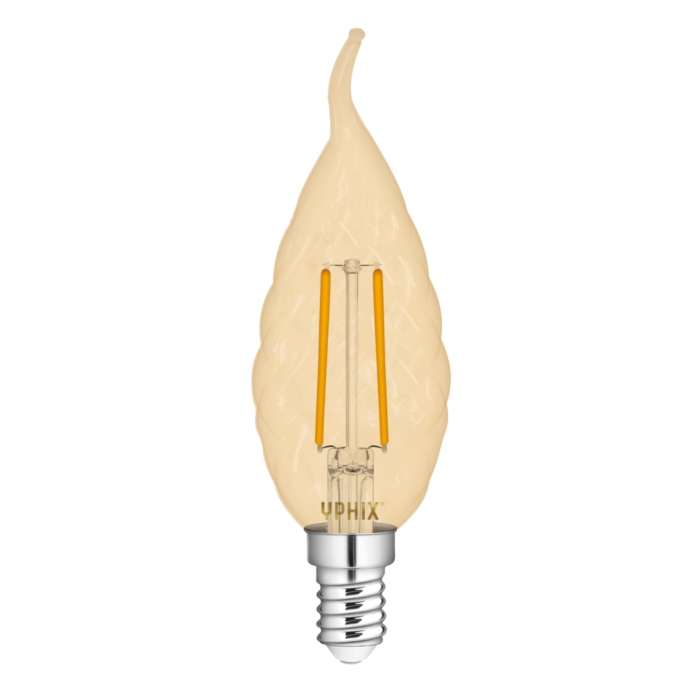 Ampoule LED fillament E14 flamme Polaris BA35 ambré 2,5W 2200K