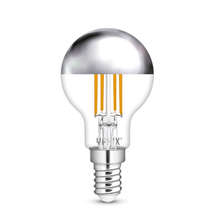 Ampoule W14 sphérique 4W à filament tête miroir argenté dimmable