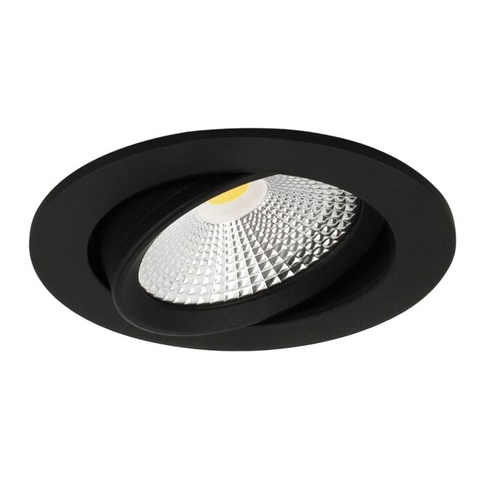 Spot LED Encastrable Eleanora rond en noir 6W blanc extra chaud 2700K et Driver inclus IP44