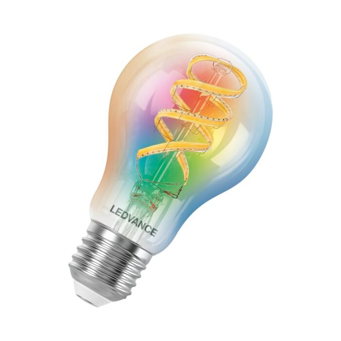 Smart+ E27 Filament A40 Lampe Connectée RGB 4,8W + Blanc Réglable 2700–6500K – WiFi App – Dimmable – Compatible Matter Alexa, Google Home & Apple Home