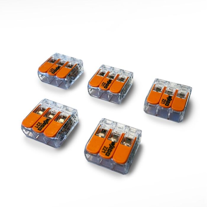 Bornes de connexion Wago – lot de 5 pièces – 3 pôles 4 mm²