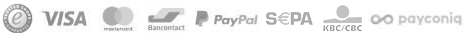 Nos méthodes de paiement: VISA, MasterCard, Bancontact, PayPal, Payconiq, SEPA, Mister Cash, KBC